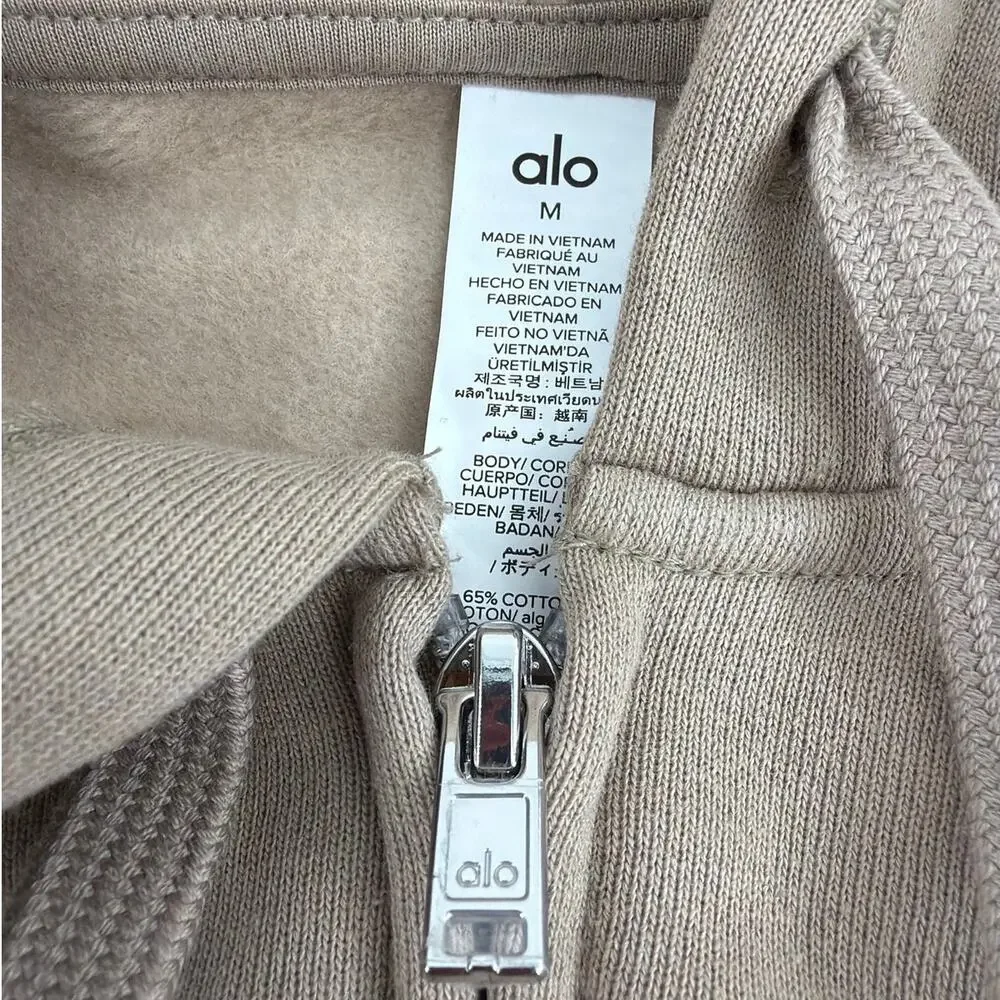 Alo Yoga Accolade Full Zip Hoodie Gravel Size M